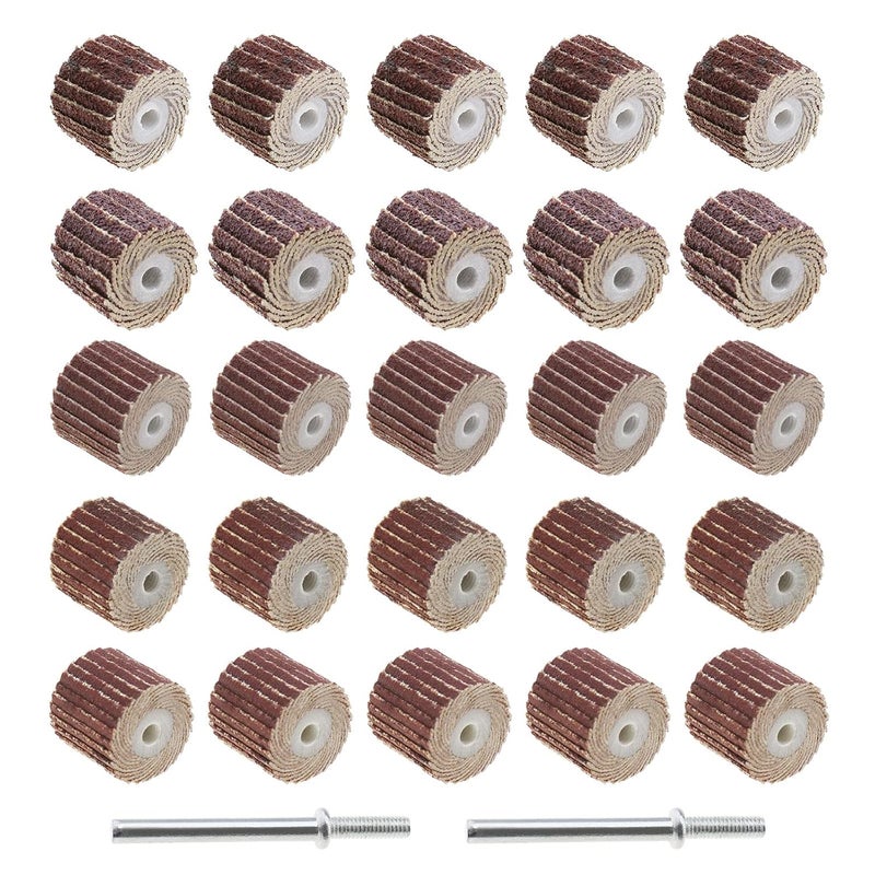 Micro Traders 20Pcs 80/120/240/320/600 Grit Flap Wheel Sandpaper Sanding Disc for Rotary Tools with Long Handle Shank Mandrel 13x12x3mm/0.51x0.47x0.12inch Emery Cloth Polish Tool Accessories - Image 1